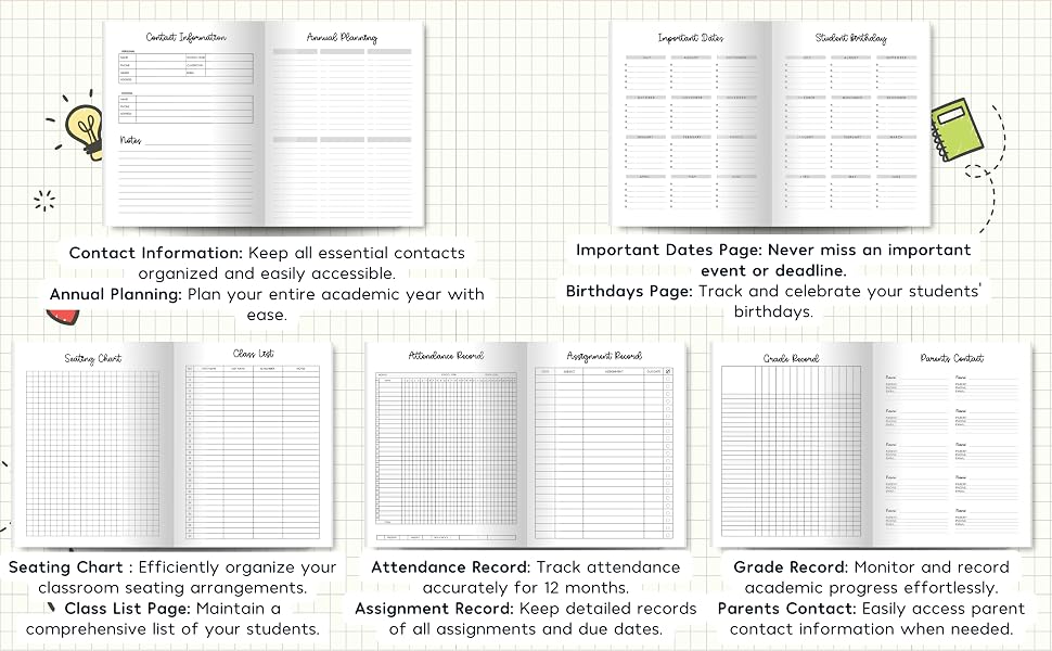 FUNNY Teacher Lesson Planner 8.62511.25 Undated