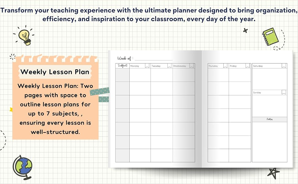 FUNNY Teacher Lesson Planner 8.62511.25 Undated