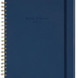 AuroPlanner Undated Daily Planner To Do List Hourly Schedule 2028 2027 2026 Calendar & Holiday Habit Tracker 180 Pages Letter Size 8.5" x 11" Sheets Hardcover Spiral Bound Notebook (Navy Blue)