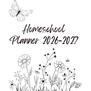 Homeschool Planner 2026-2027 | Weekly Lesson Planner | July-June | Record Keeper | Academic Year | Minimalistic | Flowers