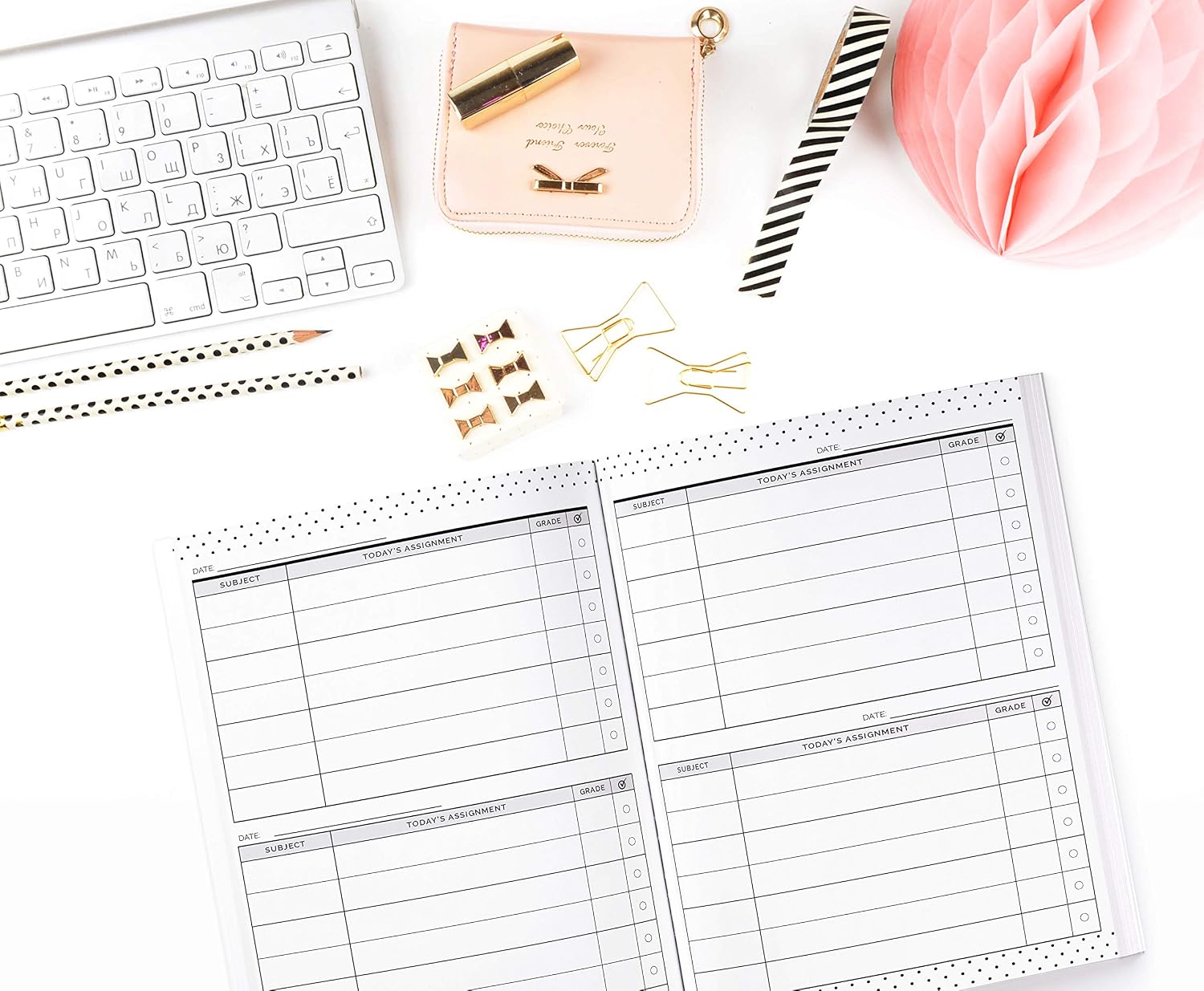 Homeschool Mama: Daily Assignment Tracker and Record Planner Book For One Student | Academic Calendar Year | Minimalist Blue Coral Dots (Homeschooling Family Organizer) - Image 5