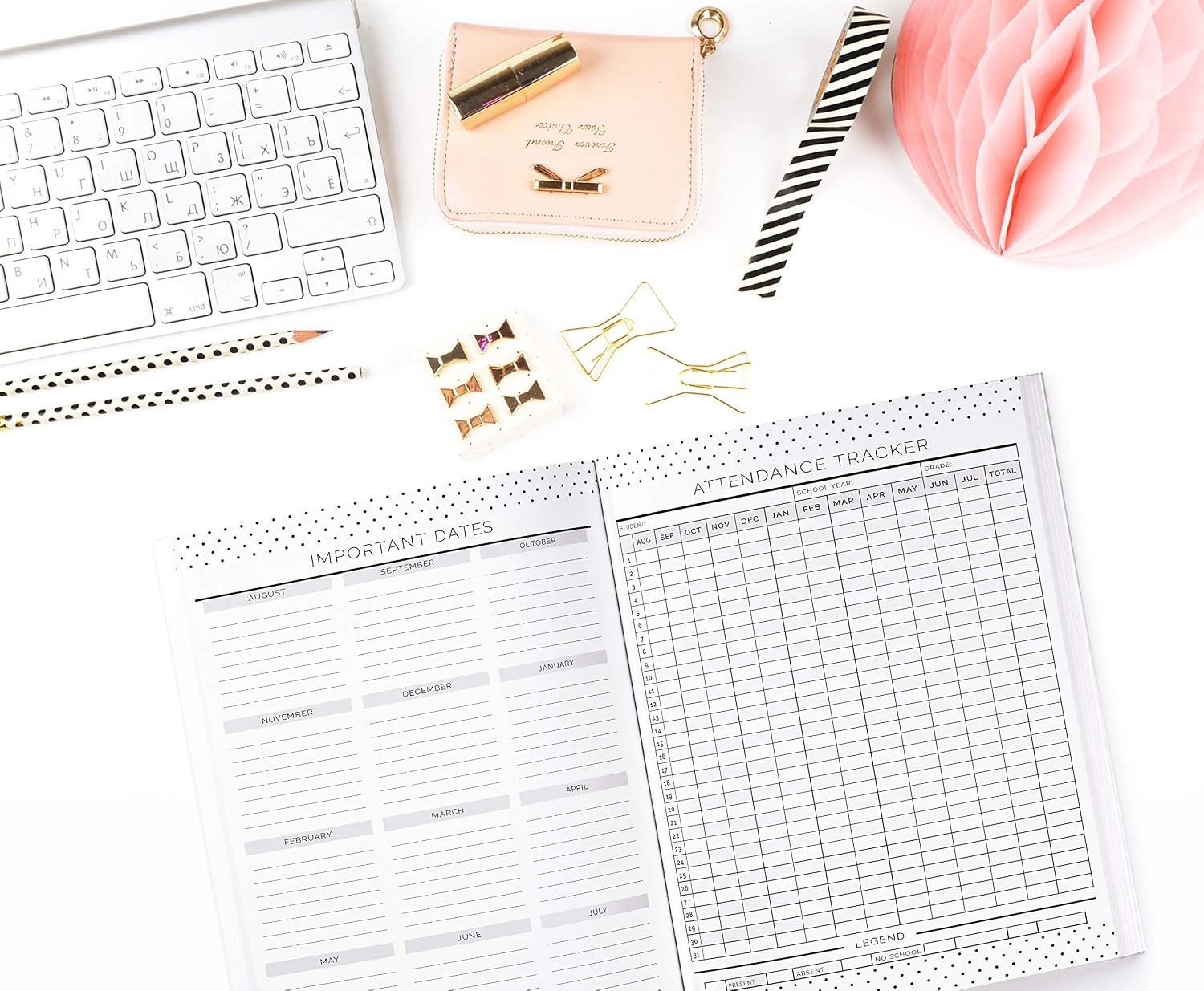 Homeschool Mama: Daily Assignment Tracker and Record Planner Book For One Student | Academic Calendar Year | Minimalist Blue Coral Dots (Homeschooling Family Organizer) - Image 3