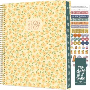 bloom daily planners 2026-2027 Planner (8.5” x 11") 13 Month Academic Year Organizer (July 2026 - July 2027) - Weekly & Monthly Agenda Book with Stickers & Tabs - Butter Yellow Daisies