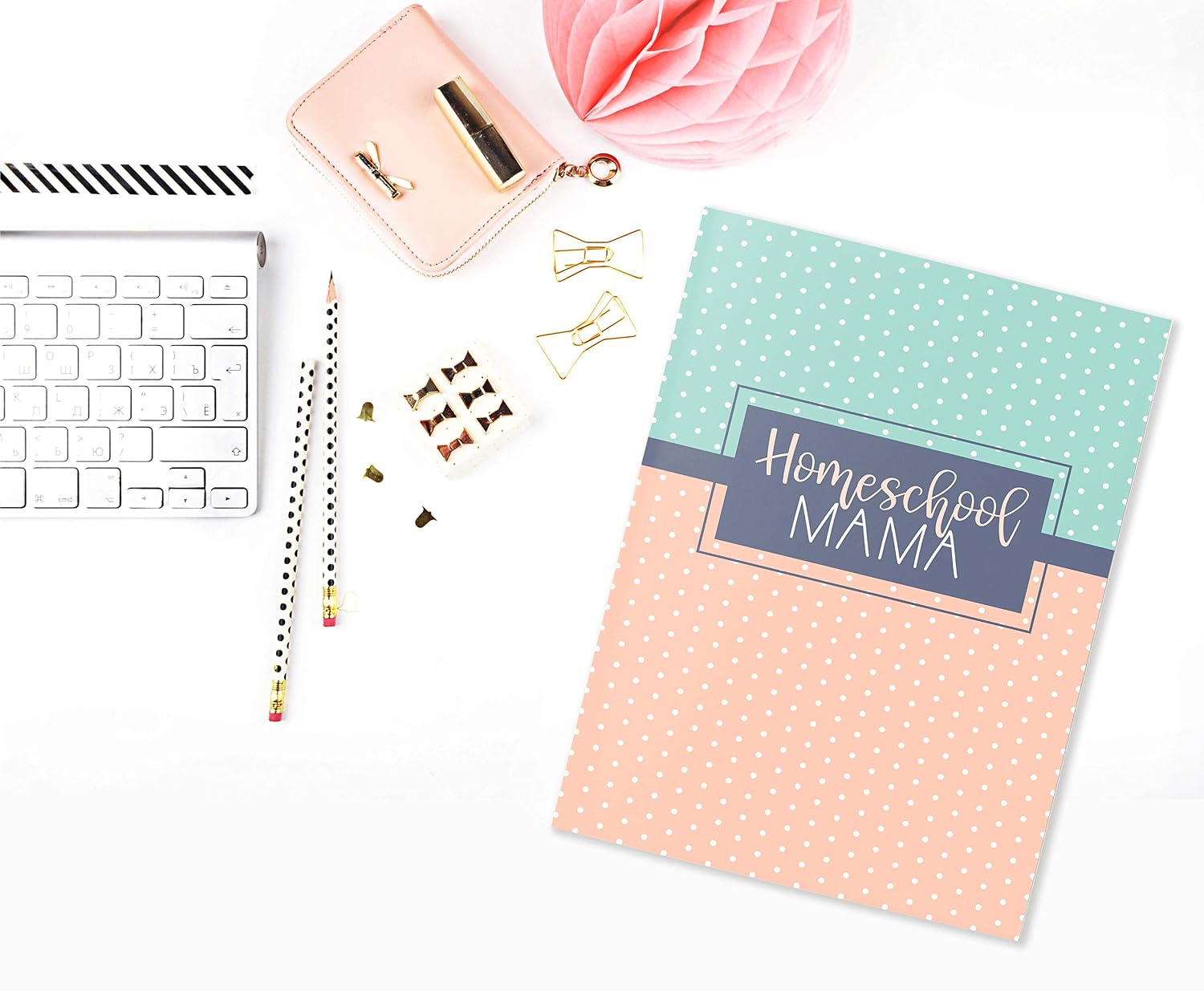 Homeschool Mama: Daily Assignment Tracker and Record Planner Book For One Student | Academic Calendar Year | Minimalist Blue Coral Dots (Homeschooling Family Organizer)