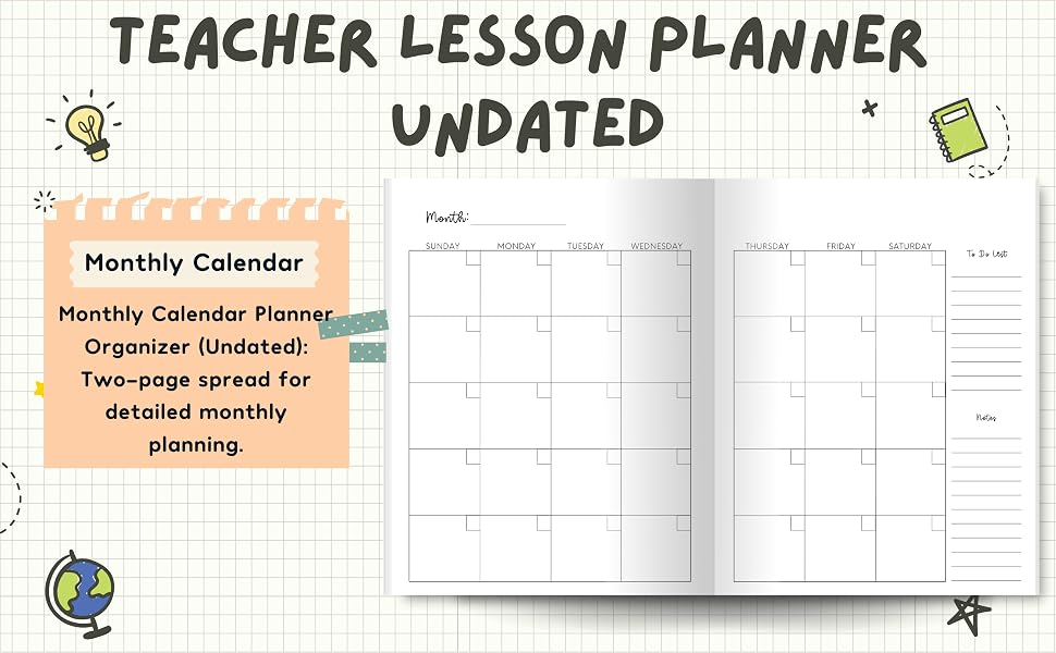 FUNNY Teacher Lesson Planner 8.62511.25 Undated