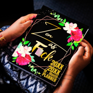 zen as fck 18-Month sweary monthly academic calendar planner 8.5 x 11 inches large vertical floral