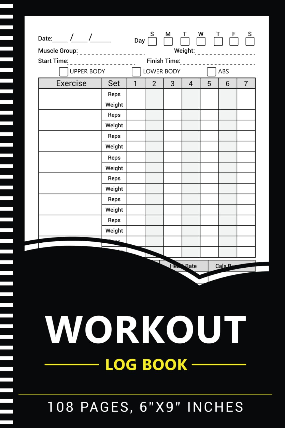 Workout Log Book: Exercise & Weight Training Planner, Fitness Record Tracker for Men and Women – 108 Pages, 6″x9″ Inches