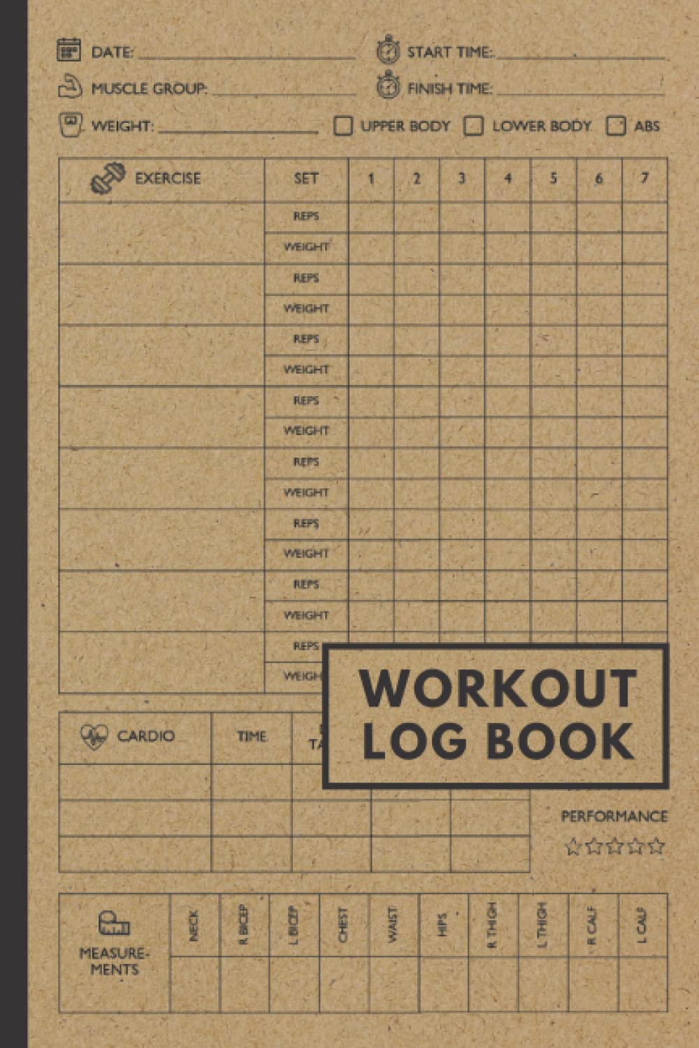 Workout Log Book: Gym Weight Lifting Log Book & Workout Journal for Men and Women | Bodybuilding Weightlifting Gym Planner Exercise Notebook & Fitness … Diary Gift) | Minimal Brown Cover 120 Pages