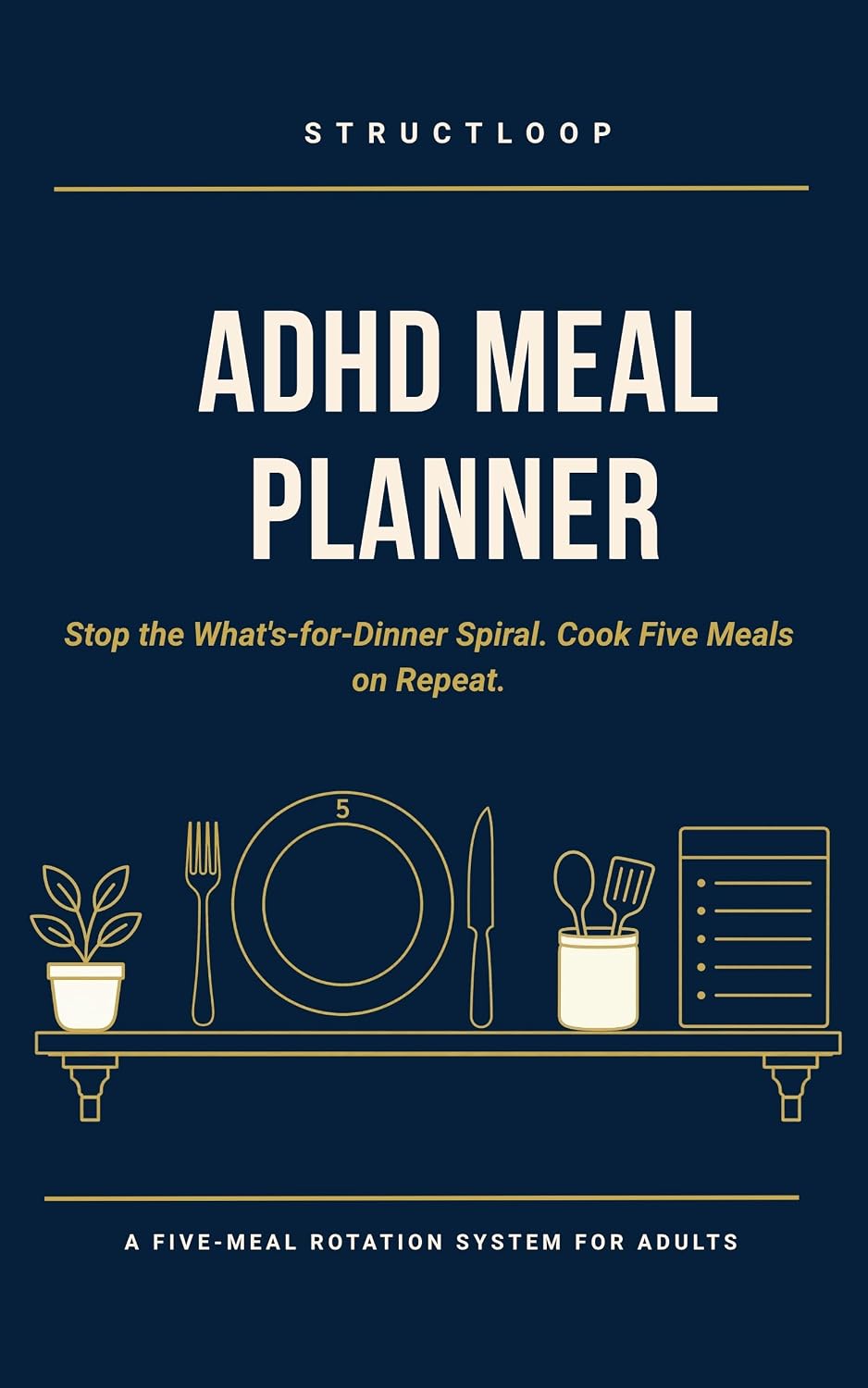 ADHD Meal Planner: Stop the 6 PM Spiral — A No-Recipe Meal System with Two Frameworks, One Tool, and 40 Ready-to-Eat Combinations for Adults Who Don’t Want to Cook (StructLoop ADHD Systems)