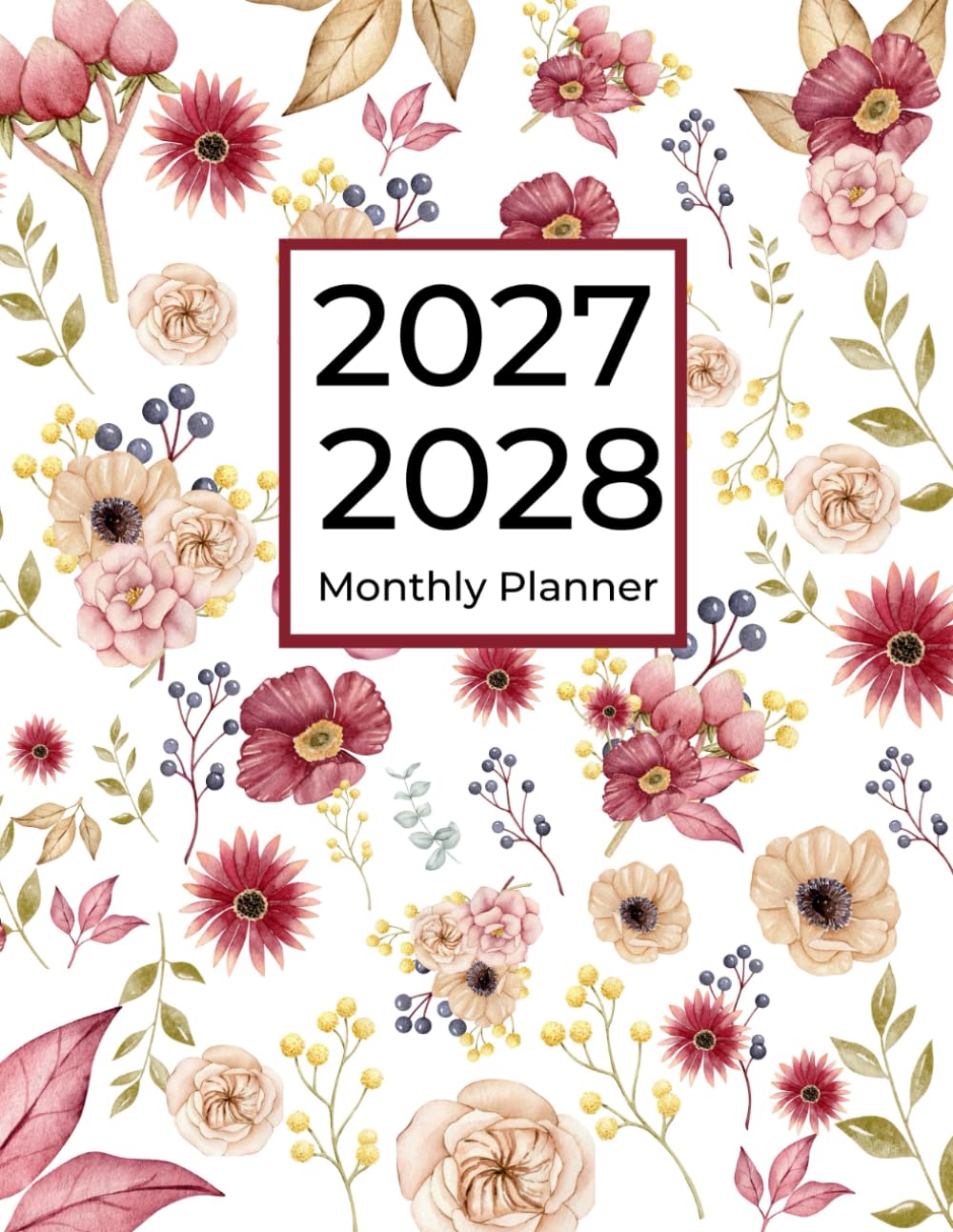 2 Year Monthly Planner 2027-2028: January 2027 To December 2028 | Floral Cover
