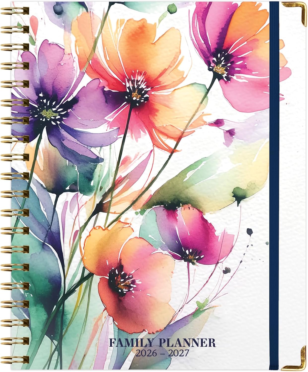 FAMILY PLANNER ORGANIZER – 8.5″ x 11″ Weekly & Monthly Calendar (May 2026-Jun 2027). 5+ People, Meal Planning, Budgeting, Habit Tracker – Hardcover, Household Schedule Organizer for Parents, Kids, & Caregivers (Rainbow Floral)