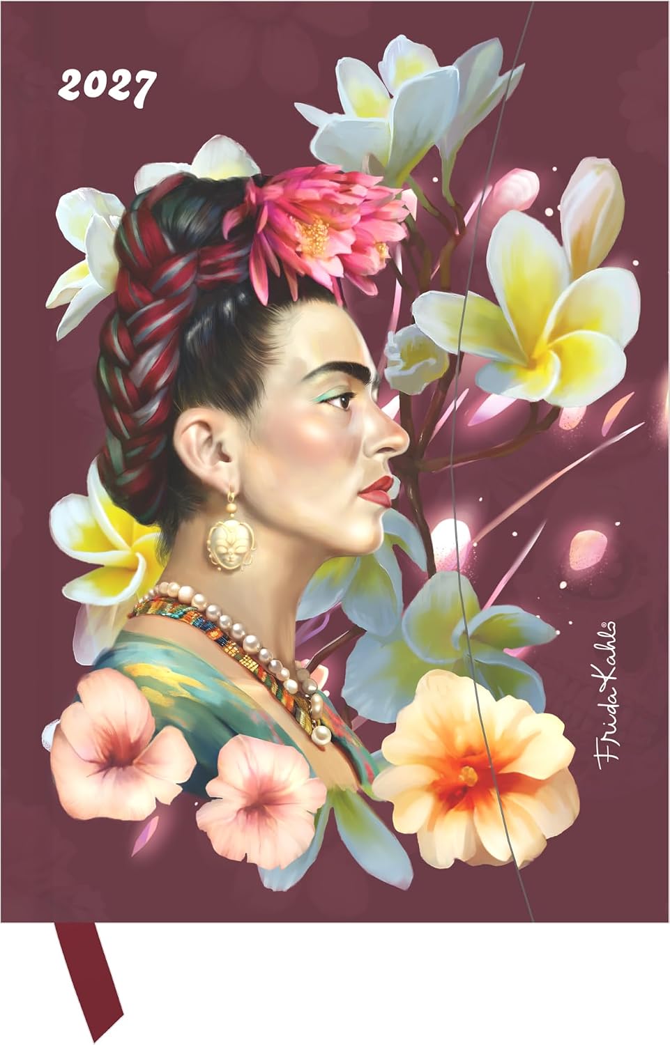 Frida Kahlo Diary 2027: Book Calendar 16 x 22 cm – Weekly Planner with Magnetic Closure, Ribbon Bookmark, International Holidays & Pocket for Business Cards, for Work, School & Everyday Use