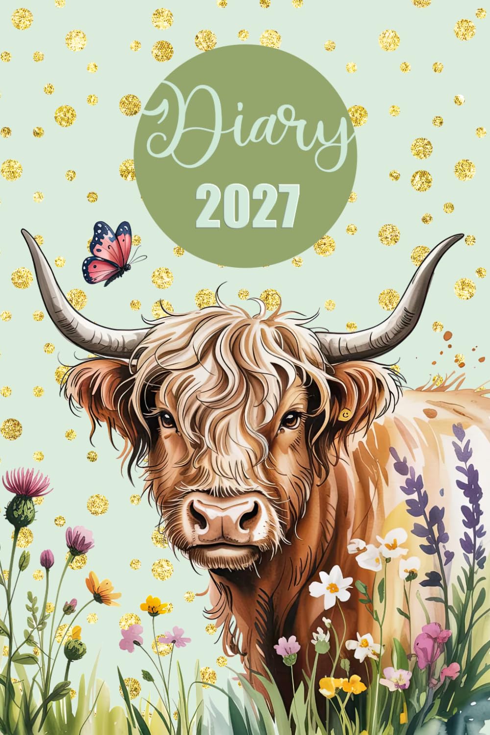 Diary 2027: Highland Cow | Week to View Dated from Jan 2027 to Dec 2027 | Weekly Planner with mini-Calendars
