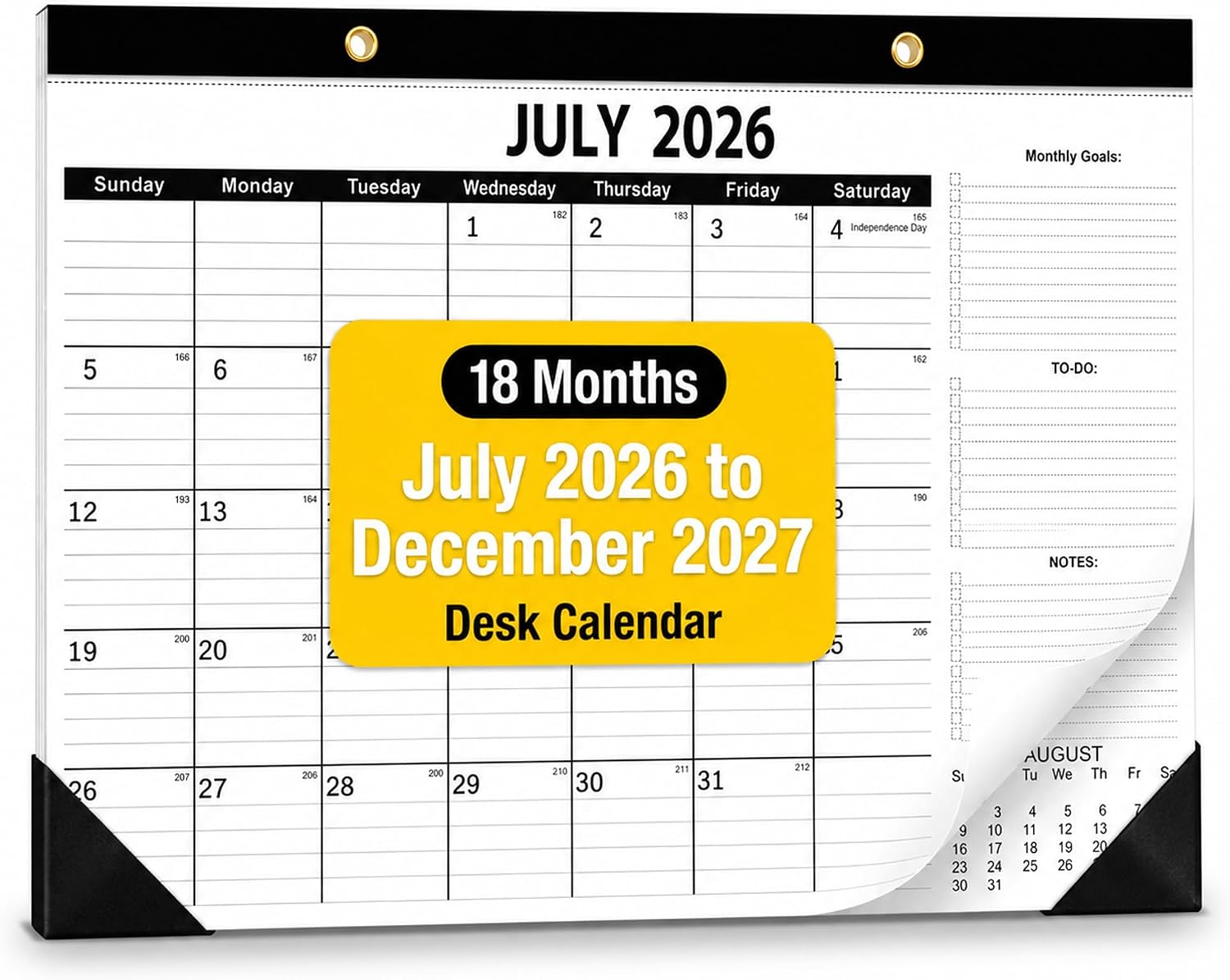 Professional Desk Calendar 2026-2027 – Large 17″ x 12″ Monthly Office Blotter (July 2026 – Dec 2027), 120 GSM Thick Paper, 300g Sturdy Backing & Waterproof Cover for Business Planning