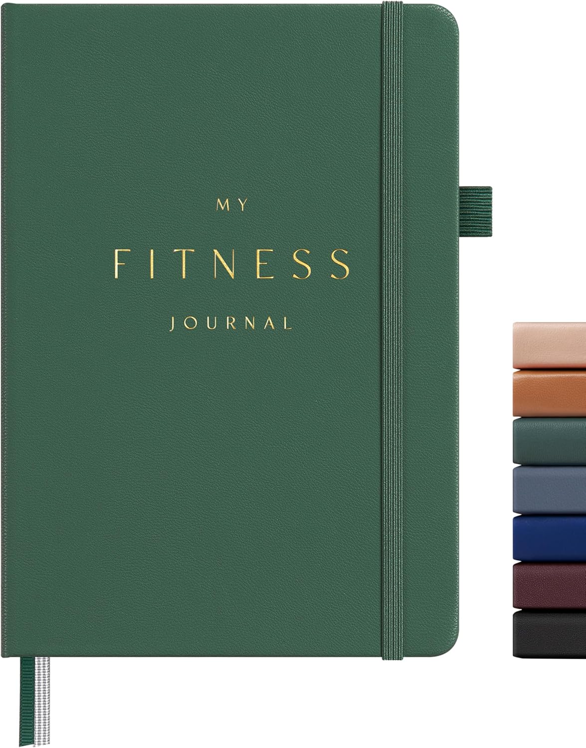 &And Per Se Workout and Food Journal – Fitness Journal with Daily Diet Tracker & Gym Exercise Log Book for Men & Women – Undated, A5 Size, Leather Hardcover (Forest Green)