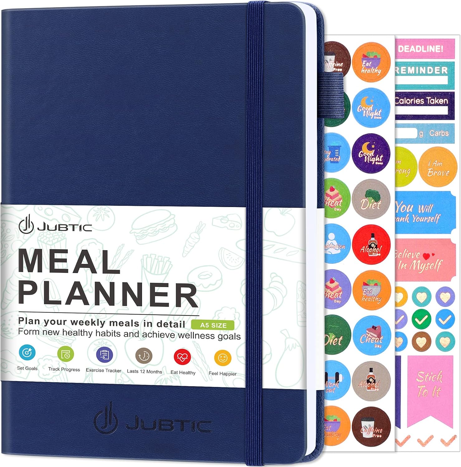 JUBTIC Meal Planner Notebook, Weekly & Daily Meal Prep Journal, Undated A5