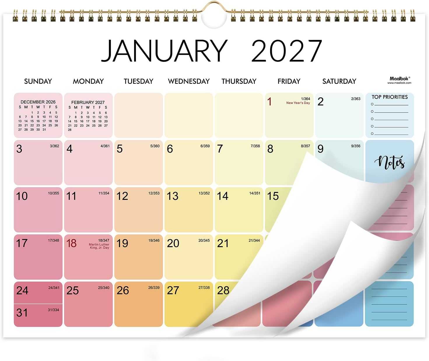 2027 Wall Calendar – 12 Months Wall Calendar from Jan. 2027 – Dec. 2027 with Thick Paper, 15″ x 11.5″, Perfect Large Calendar 2027 for Organizing
