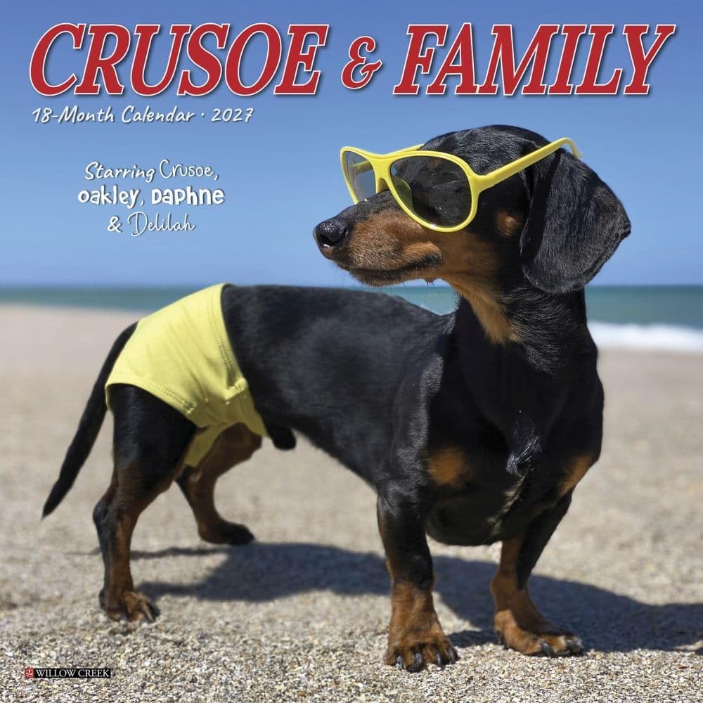 Willow Creek Press, Crusoe & Family 2027 7″ x 7″ Mini Wall Calendar