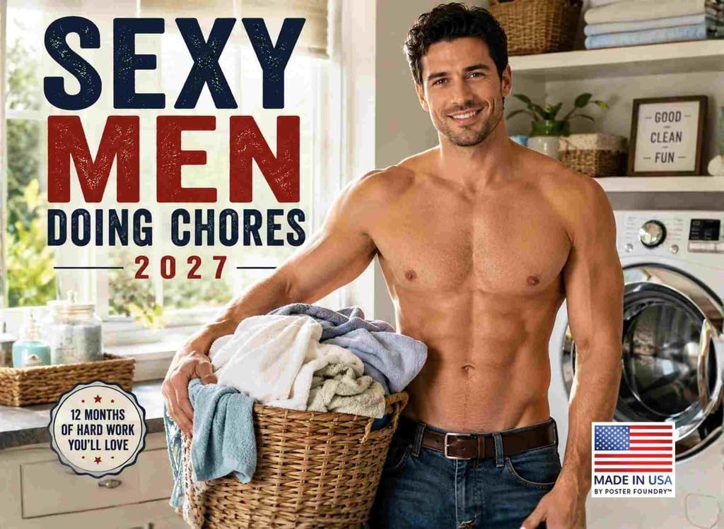 Sexy Men Doing Chores Calendar 2027 Monthly Wall Calender 12 Month