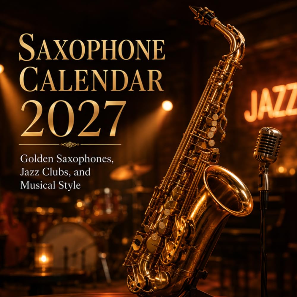 Saxophone Calendar 2027: 12 Month of Golden Saxophones, Jazz Clubs, and Musical Style