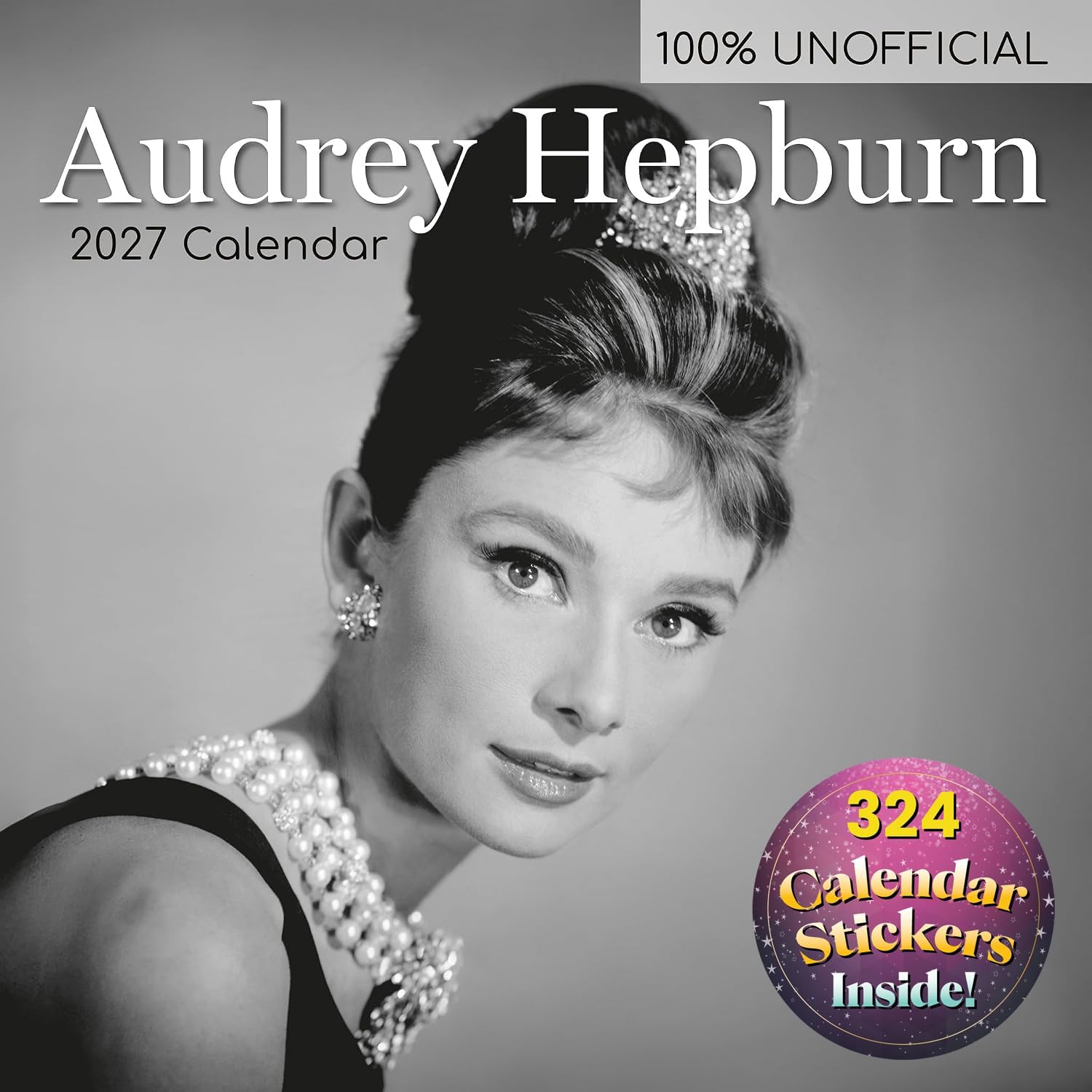 2027 Square Wall Calendar – Audrey Hepburn 12 x 12 Inch Monthly View, 16-Month, Icons Theme, Includes 324 Reminder Stickers
