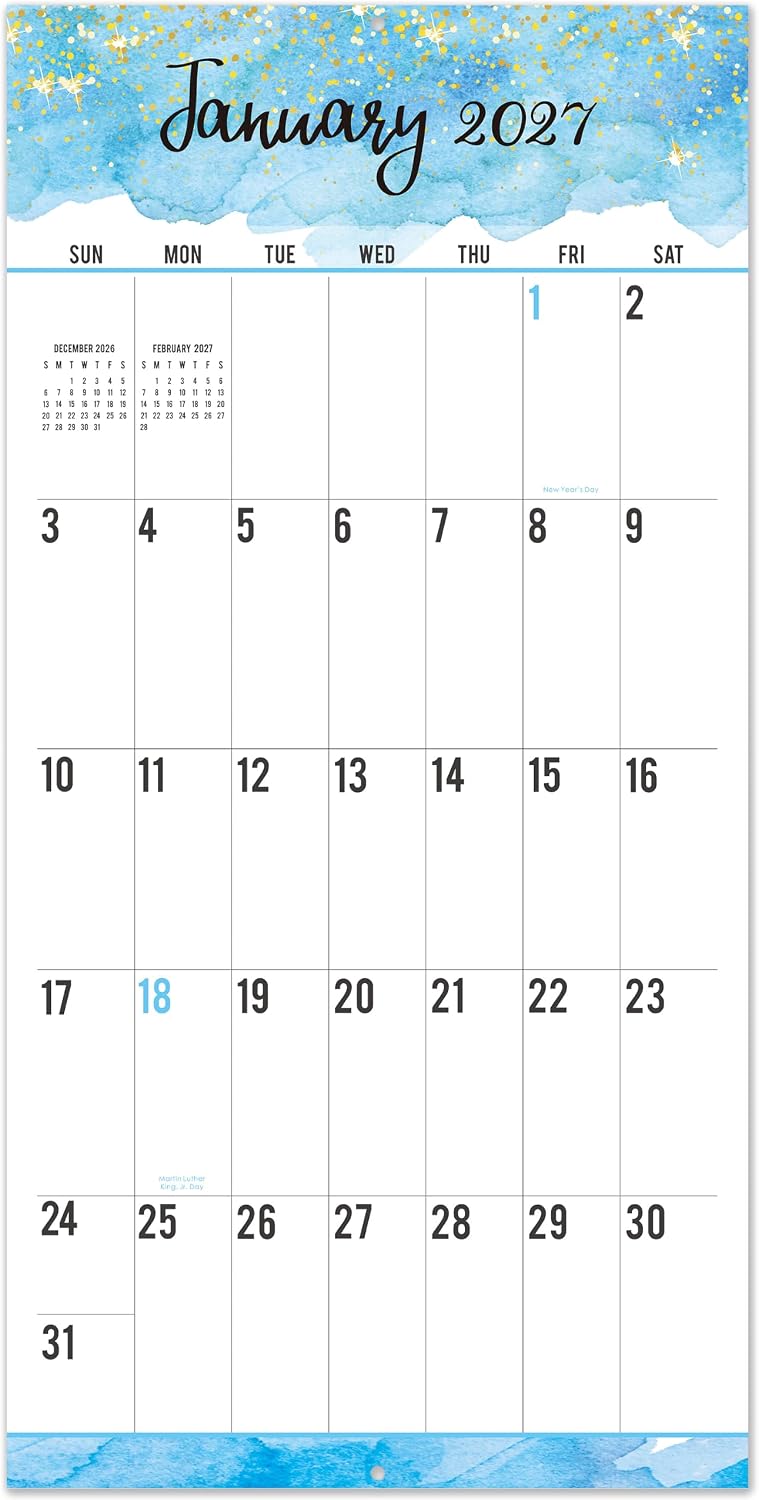 2027 Calendar – 2027 Wall Calendar, Jan. 2027 – Dec. 2027,12″ x 24″ (Open)