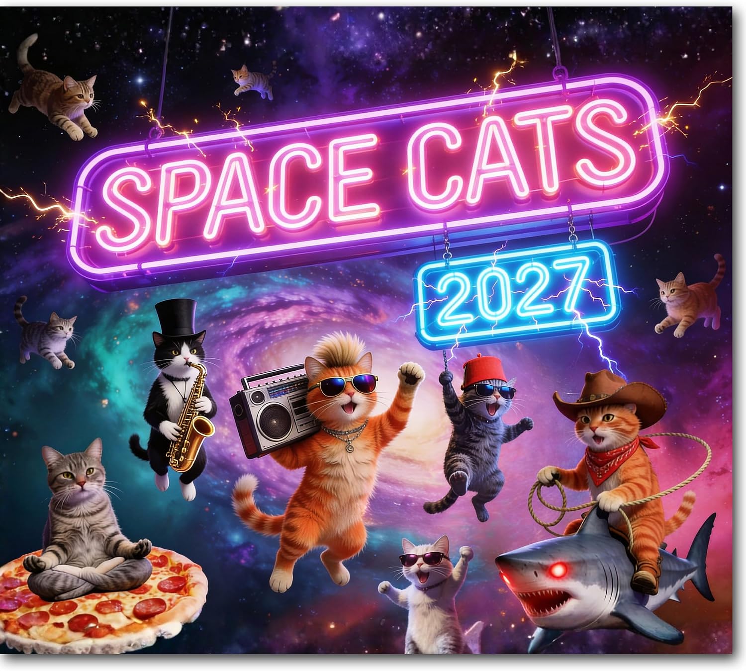 Space Cats 2027 Wall Calendar – Funny Gift for Cat Lovers