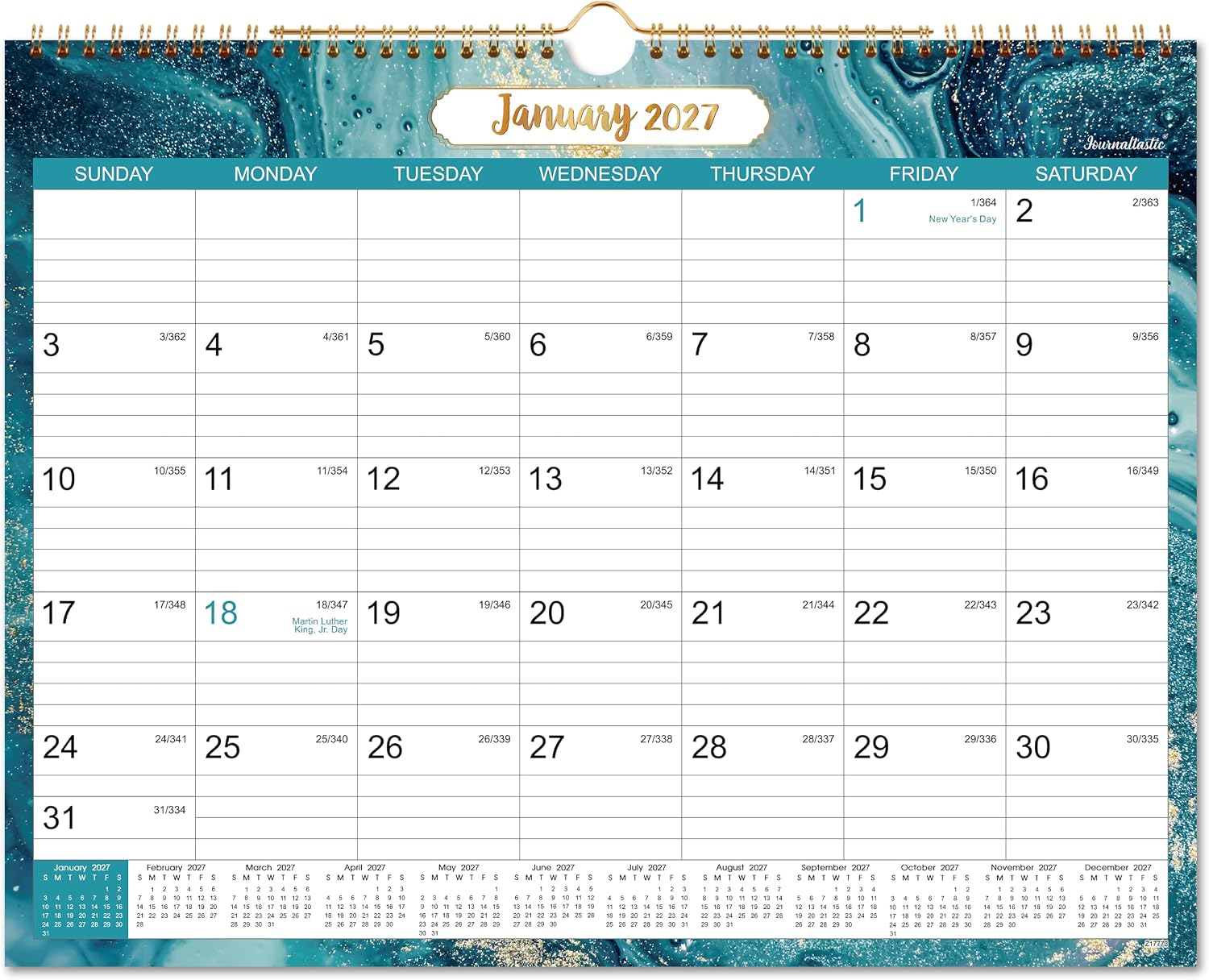 2027 Calendar – 2027 Wall Calendar with Julian Date 14.76”x 11.6
