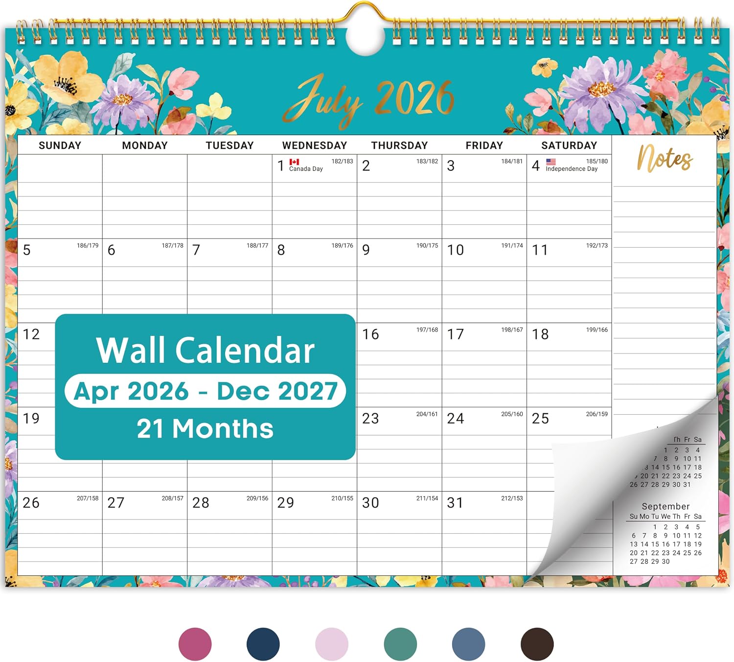 Taja Calendar 2026-2027, Apr 2026-Dec 2027, 21-Month, 14.7″ x 11.5″
