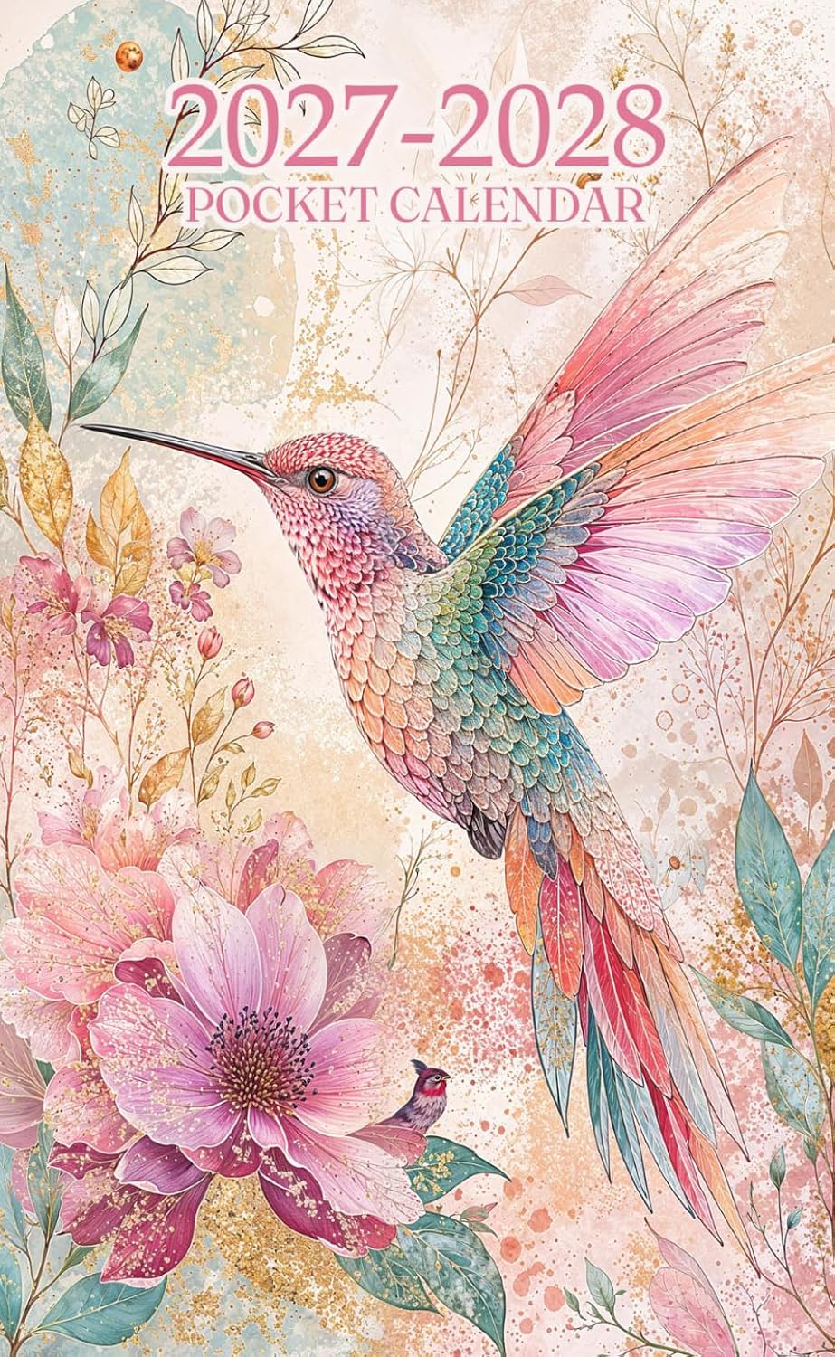 Pocket Calendar 2027-2028 for Purse: Small 2 Year Monthly Planner from January 2027 to December 2028 | Bird And Flower Cover Design