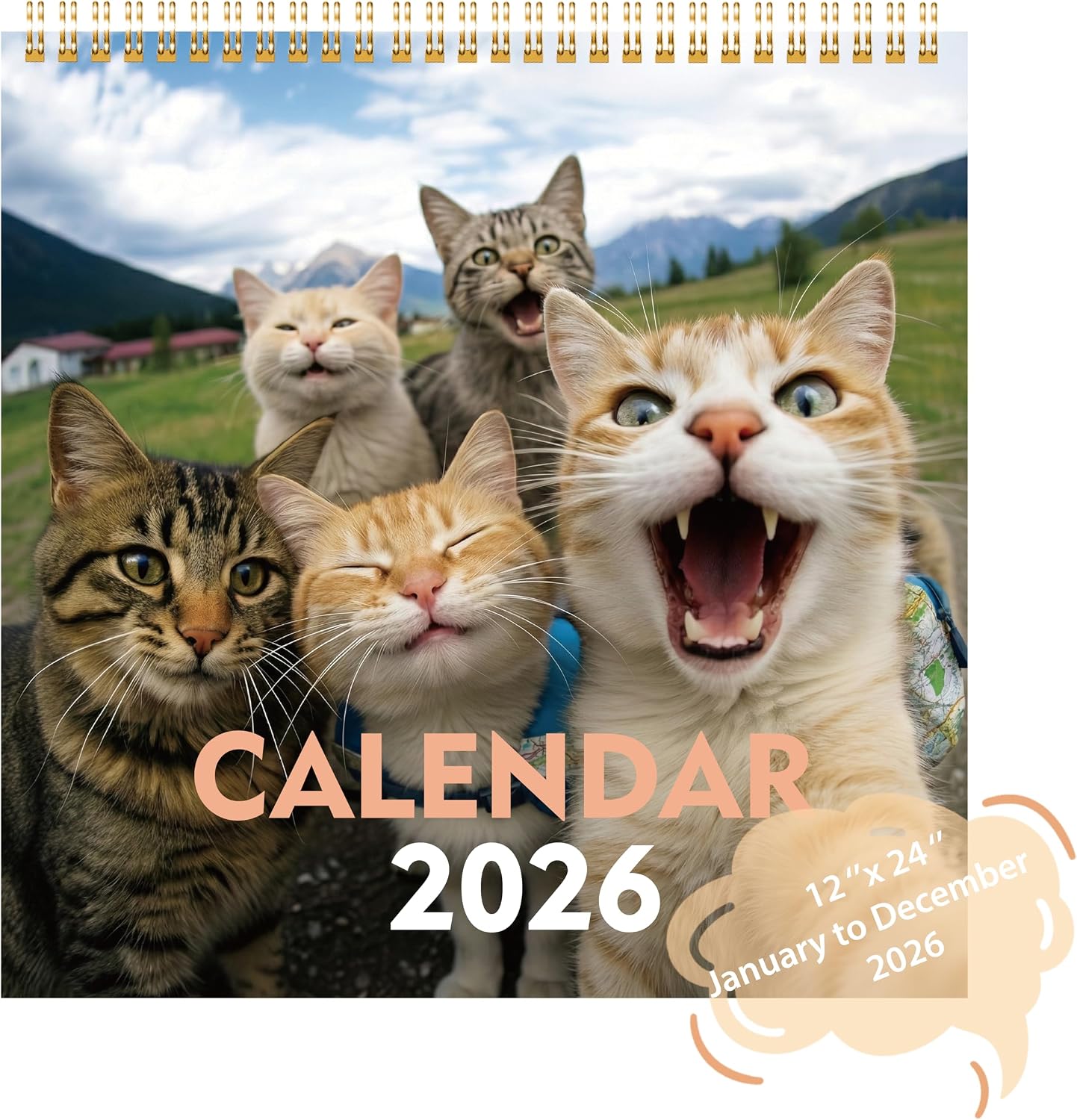 Cat Wall Calendar 2026, Funny Cat Selfies, Cute Cats and Kittens Calendar