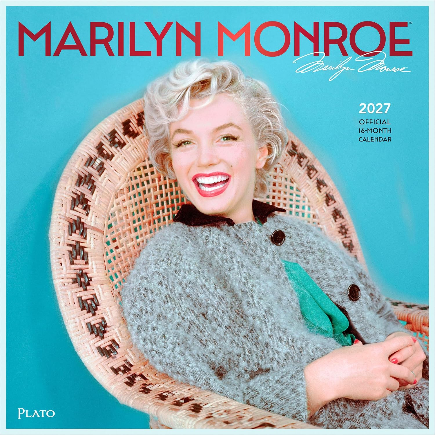 Marilyn Monroe OFFICIAL | 2027 12 x 24 Inch (Hanging) Monthly Square Wall Calendar | Foil Stamped Cover | Plato | USA American Actress Celebrity