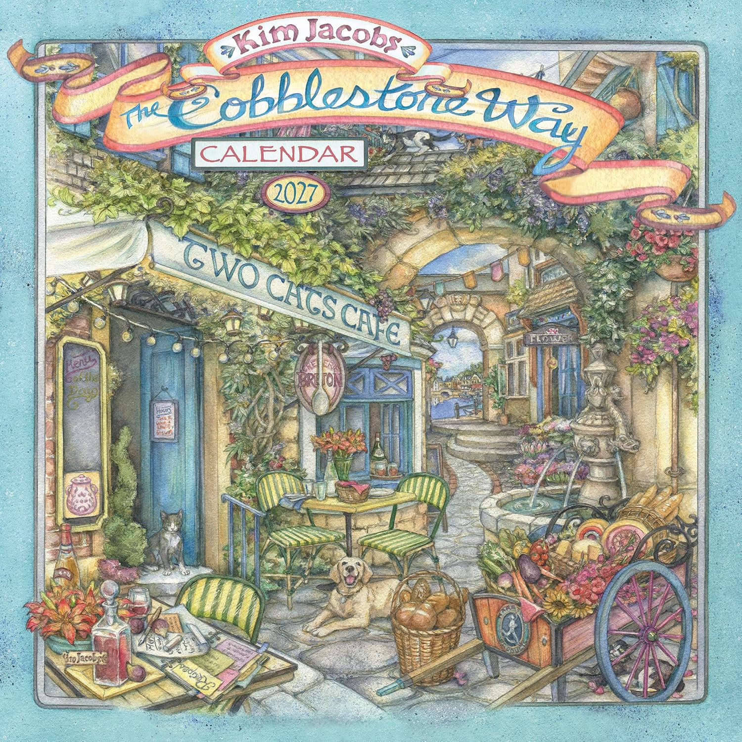 The Cobblestone Way 2027 Wall Calendar, 16-Month Whimsical Art & Illustration Calendar by Kim Jacobs, 12″ x 12″