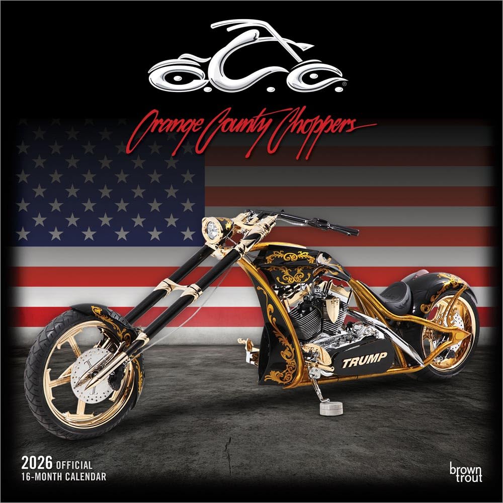 Orange County Choppers OFFICIAL | 2026 12 x 24 Inch (Hanging) Monthly Square Wall Calendar | Plastic-Free | BrownTrout | Motorcycle TV Show American