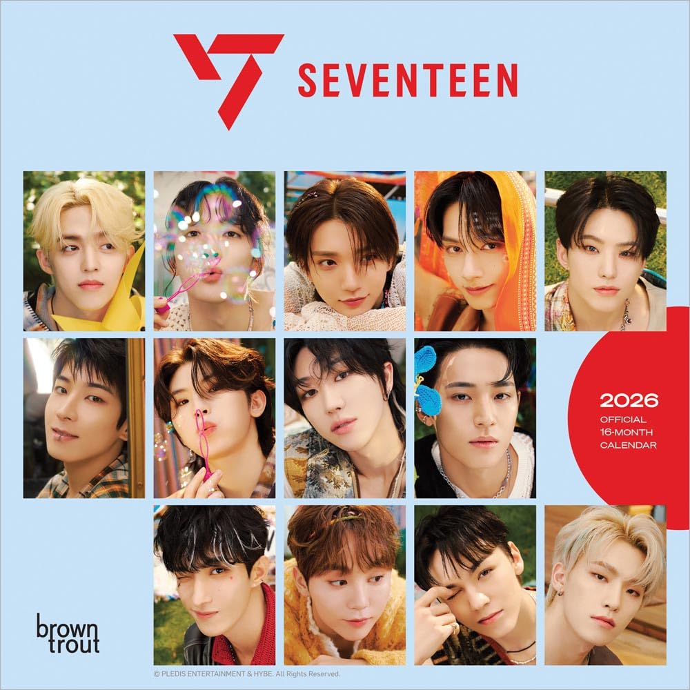 Seventeen OFFICIAL | 2026 7 x 14 Inch (Hanging) Monthly Mini Wall Calendar | BrownTrout | K-Pop SVT Music Boy Band