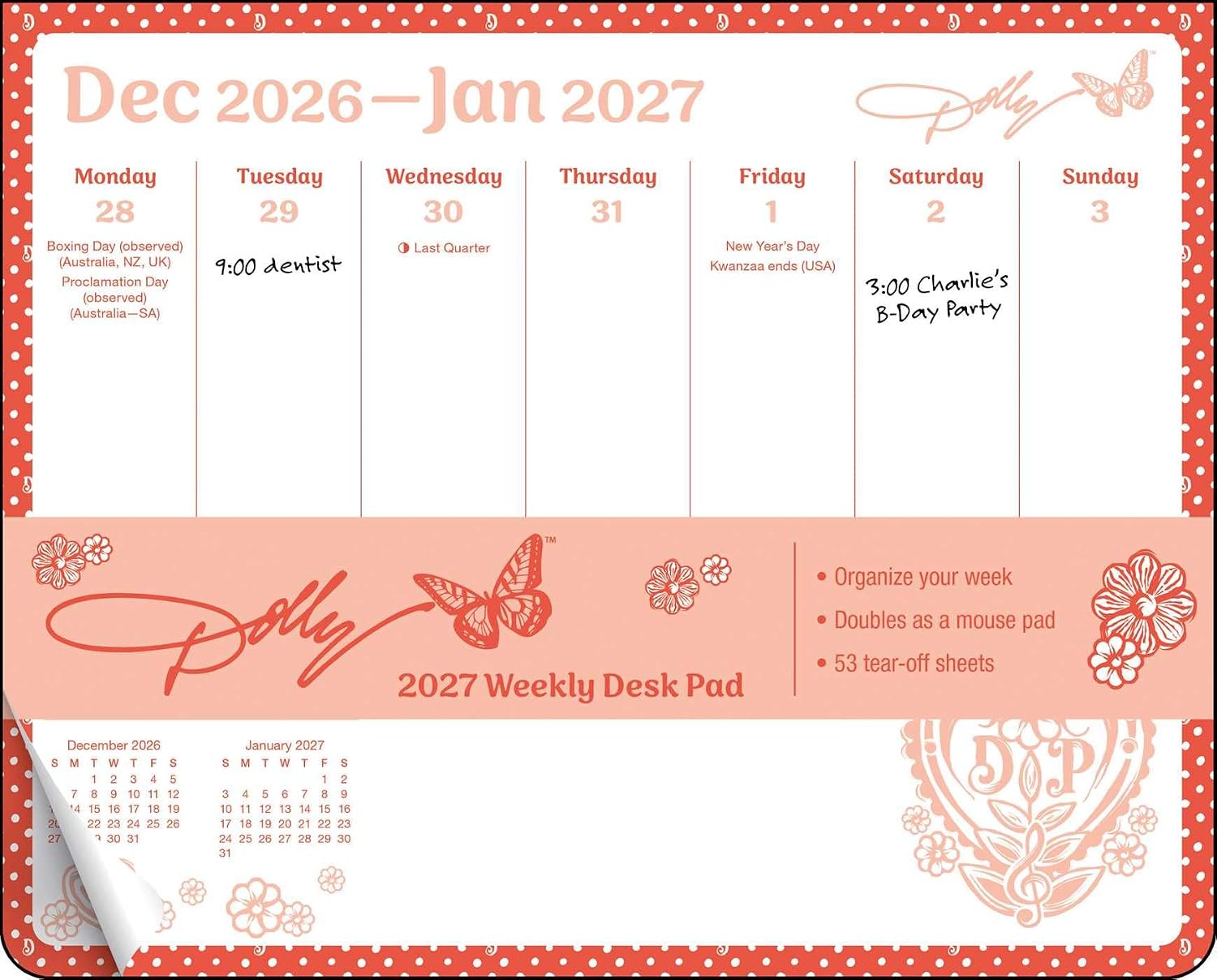 Dolly Parton 2027 Weekly Desk Pad Calendar
