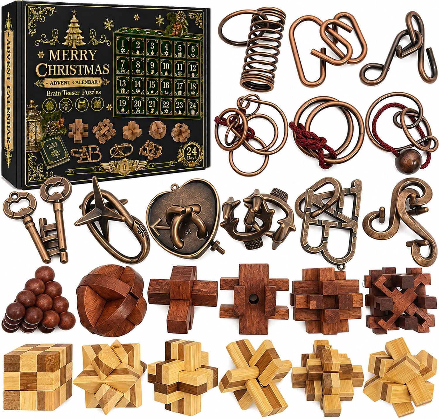 Advent Calendar 2026 Brain Teaser, Teens Adults 24 Days Christmas Countdown