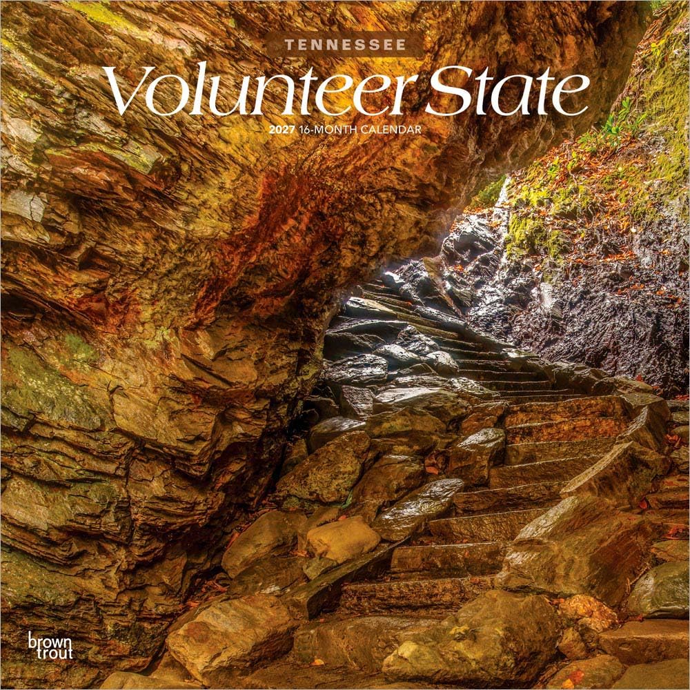 Volunteer State | Tennessee Places | 2027 12 x 24 Inch (Hanging) Monthly Square Wall Calendar | Plastic-Free | BrownTrout | USA United States of America Southeast State Nature